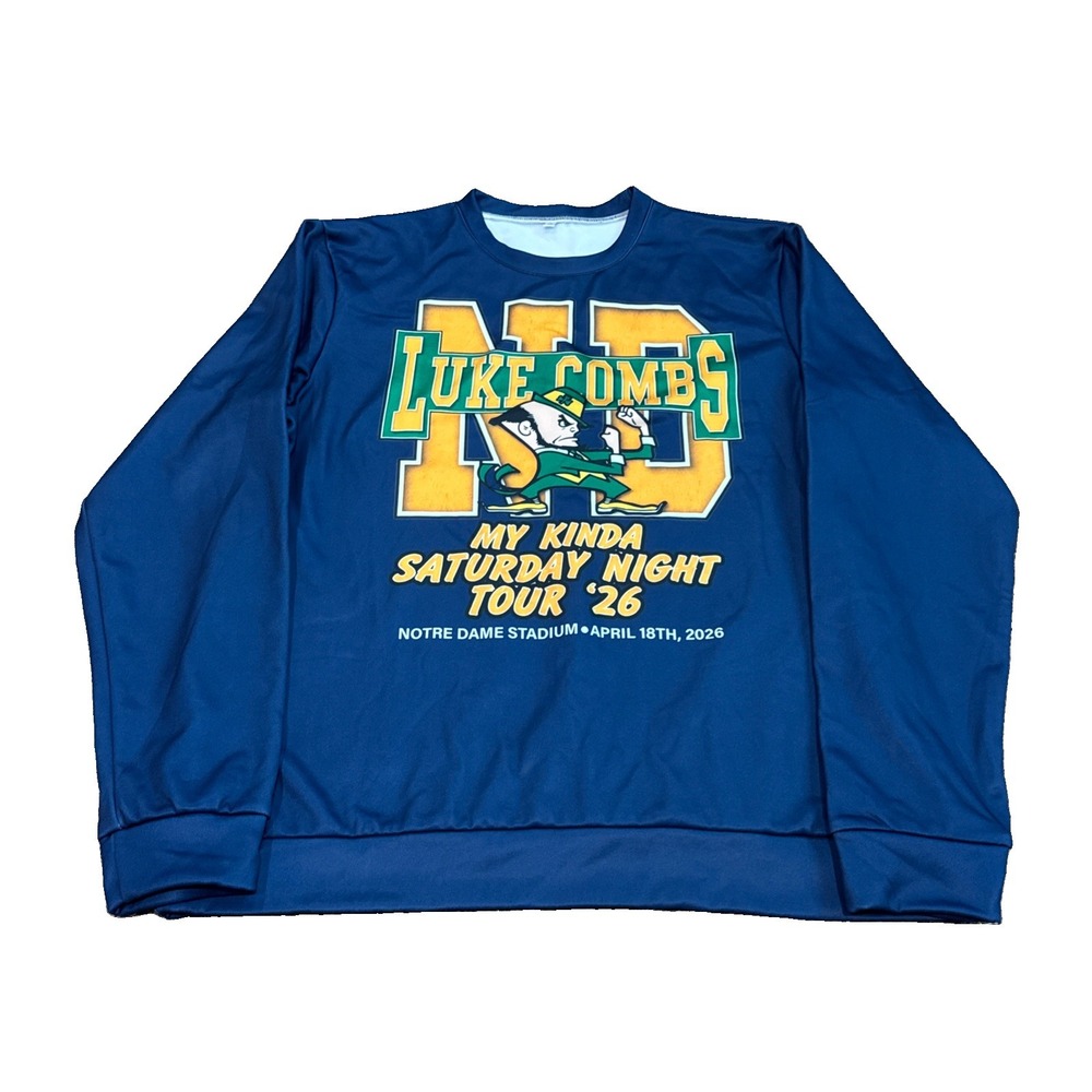 Luke Combs My Kinda Saturday Night Tour '26 Notre Dame Navy Sweatshirt Men's XL